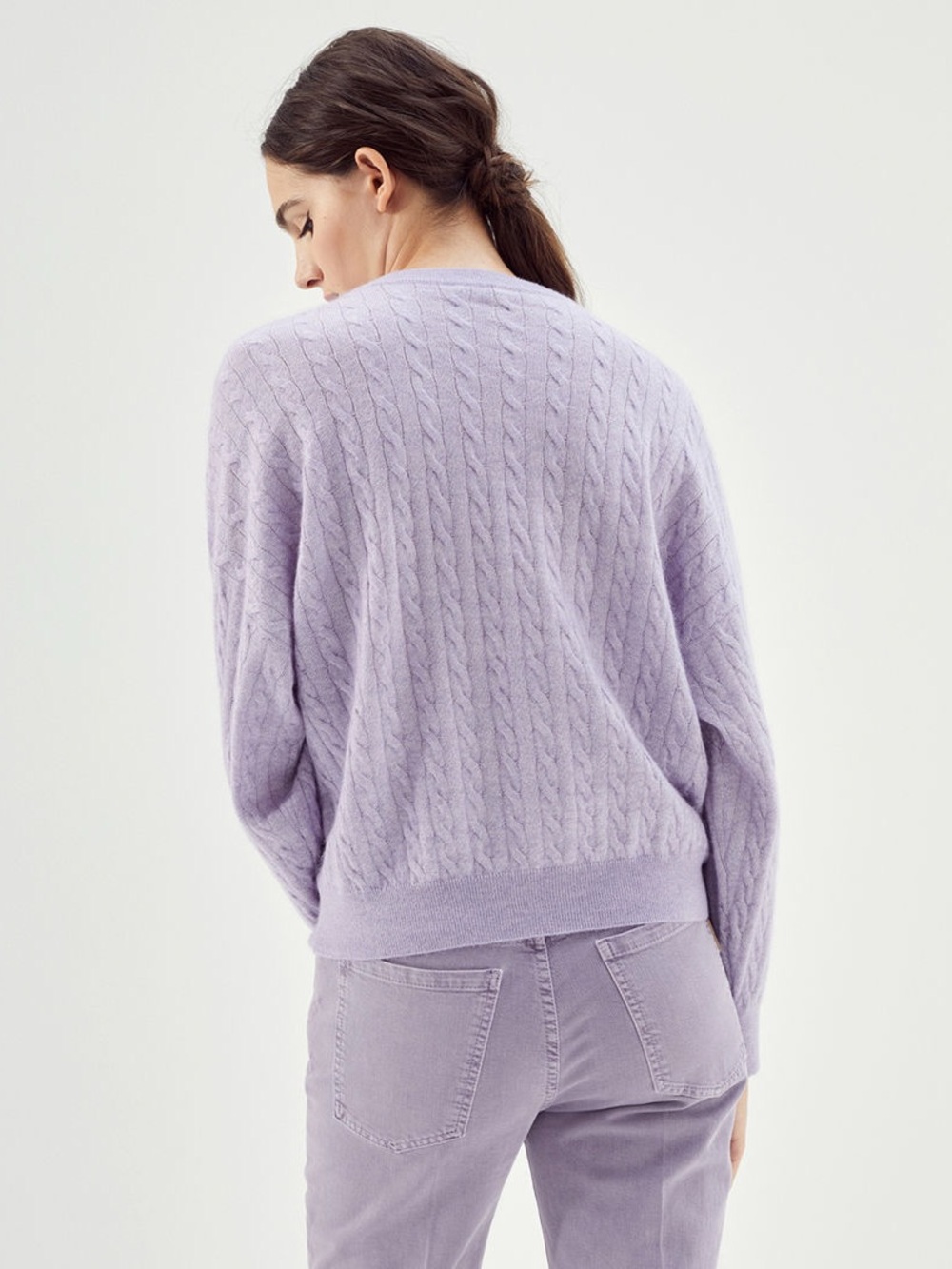 Brunello Cucinelli Lilac Cable-Knit Crewneck Sweater - Picture 5 of 14